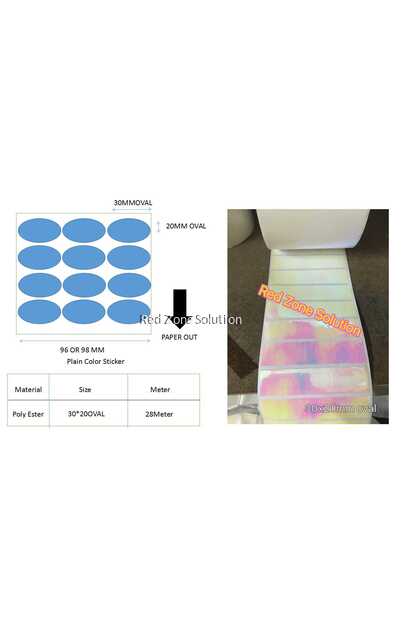 30x20mm Oval PINK Water Proof Plain Color Label Sticker 